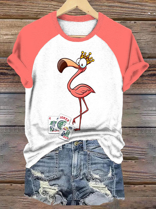 Camiseta para mujer Flamingo Mahjong Print