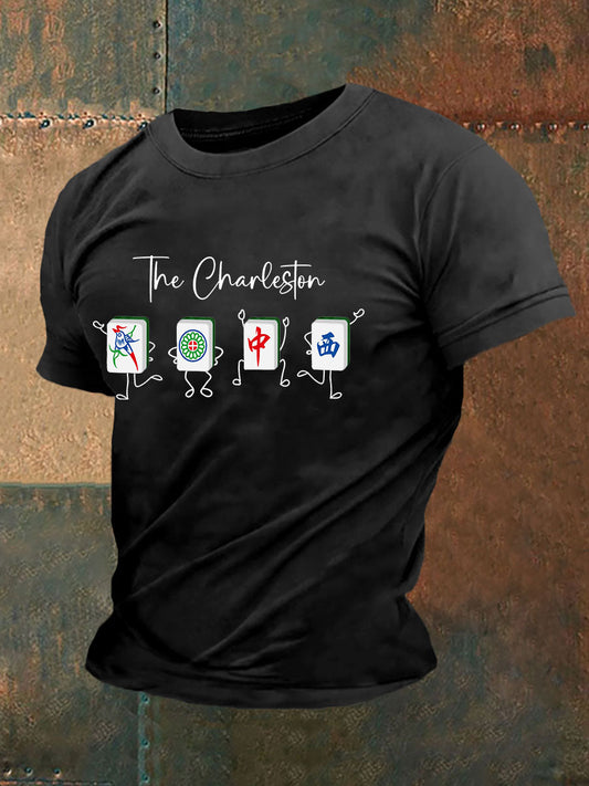 Camiseta divertida de la impresión de Mahjong de los hombres