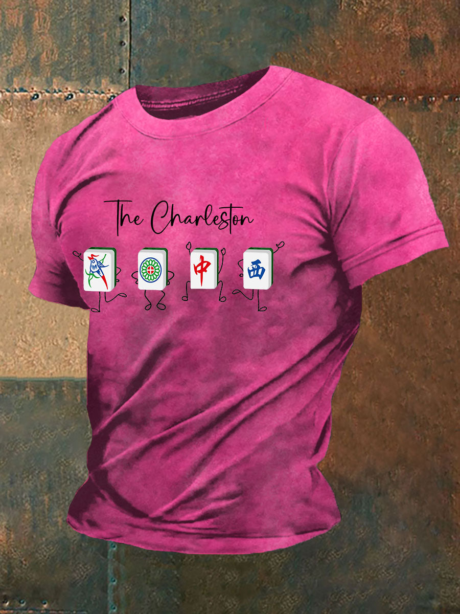 Camiseta divertida de la impresión de Mahjong de los hombres