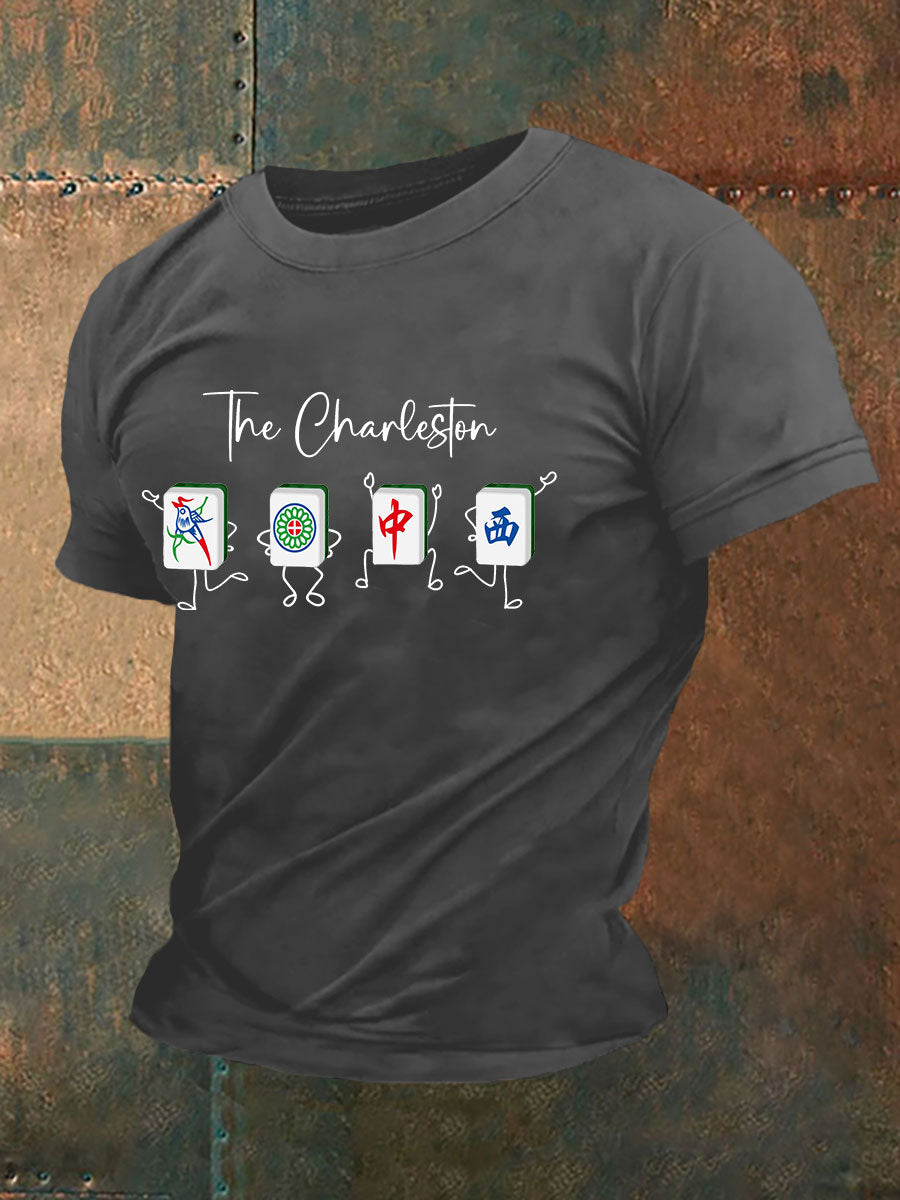 Camiseta divertida de la impresión de Mahjong de los hombres
