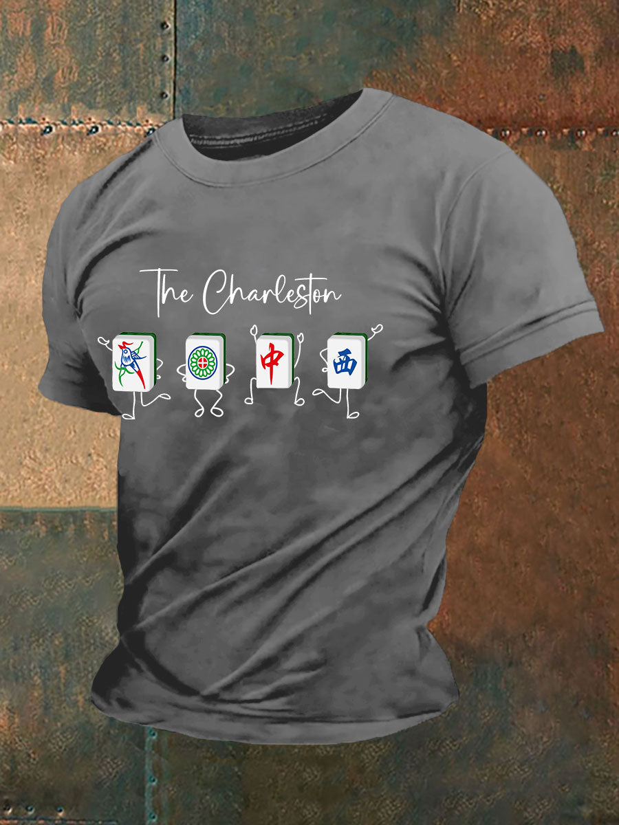 Camiseta divertida de la impresión de Mahjong de los hombres