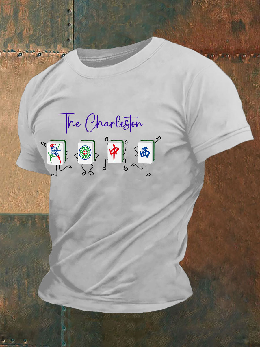Camiseta divertida de la impresión de Mahjong de los hombres