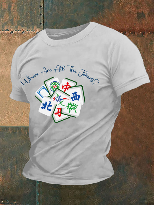 Camiseta divertida de la impresión de Mahjong de los hombres