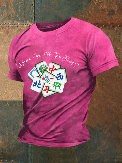 Camiseta divertida de la impresión de Mahjong de los hombres