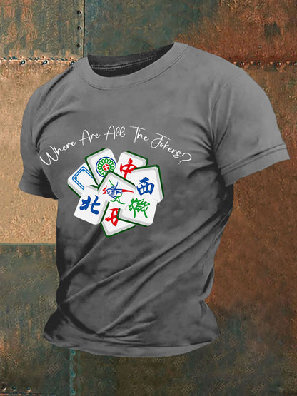 Camiseta divertida de la impresión de Mahjong de los hombres