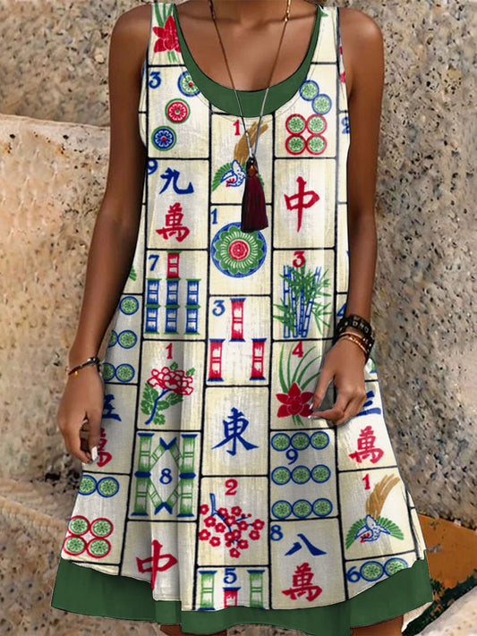 Vestido casual impreso Mahjong para mujer