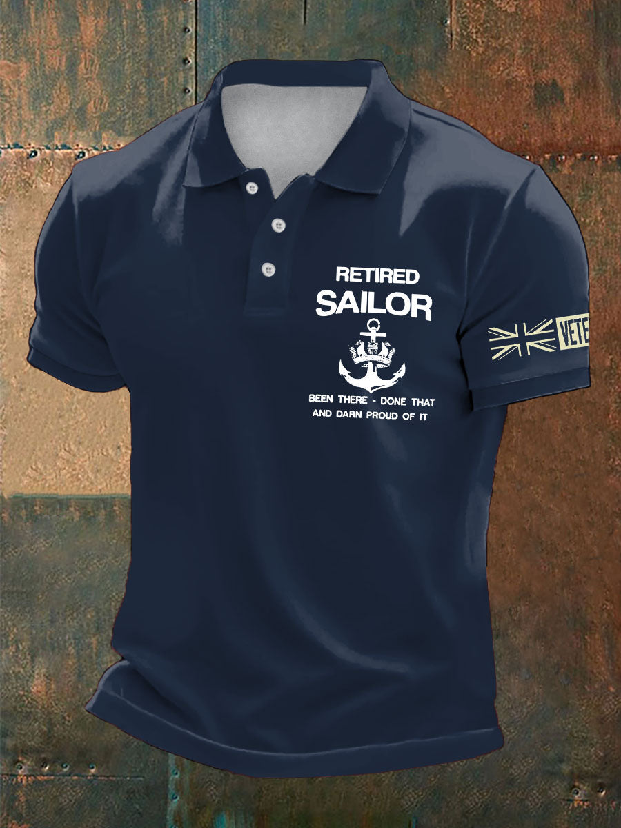Men's British Veteran Retired Printed Casual Tops