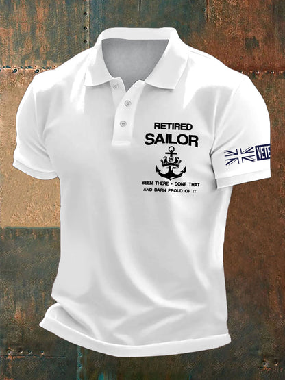 Men's British Veteran Retired Printed Casual Tops