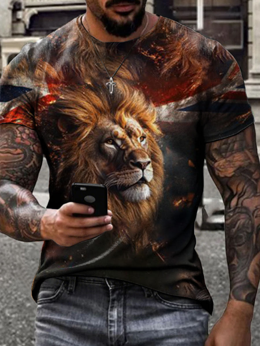 Men's  British Lion Cotton Short-Sleeved T-shirt