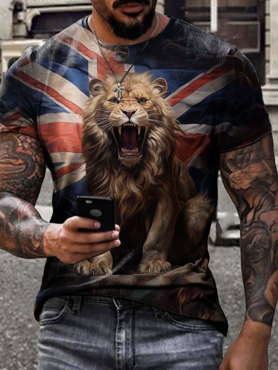 Men's  British Lion Cotton Short-Sleeved T-shirt