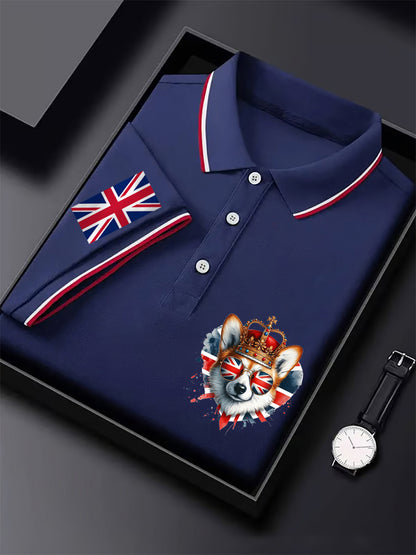 Men's  England Flag British Royal Corgi Casual Short Sleeve Top