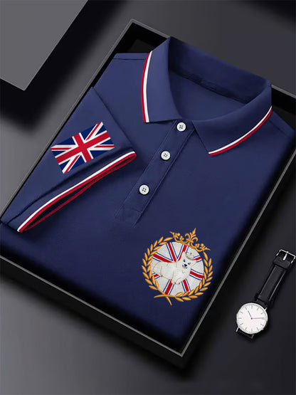 Men's  England Flag British Royal Corgi Casual Short Sleeve Top