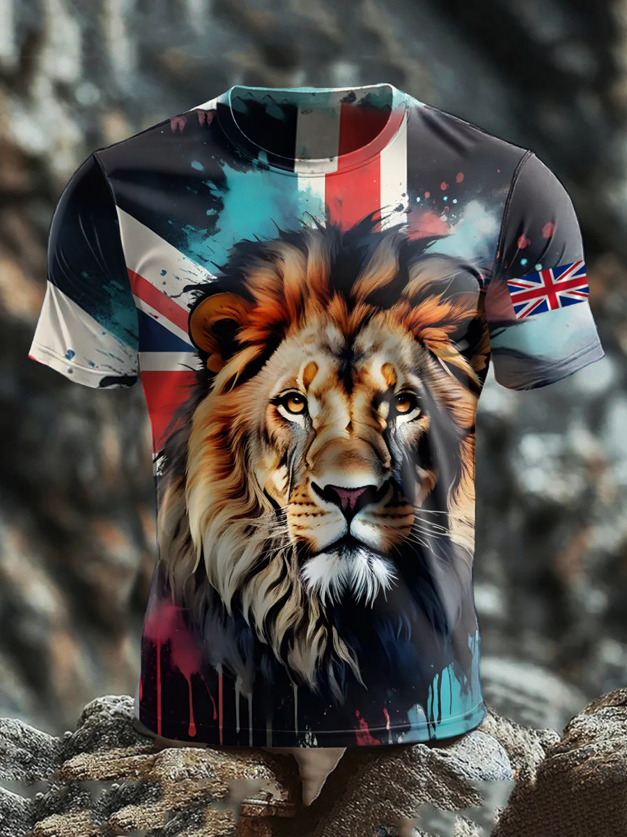 Men's British Lion Short Sleeves Printed T-Shirt