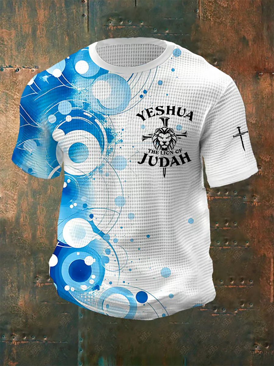 Men's Yeshua Waffle Print Casual T-Shirt
