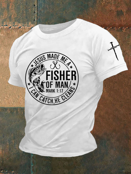 Men's Jesus Made Me A Fisherman Casual Tee