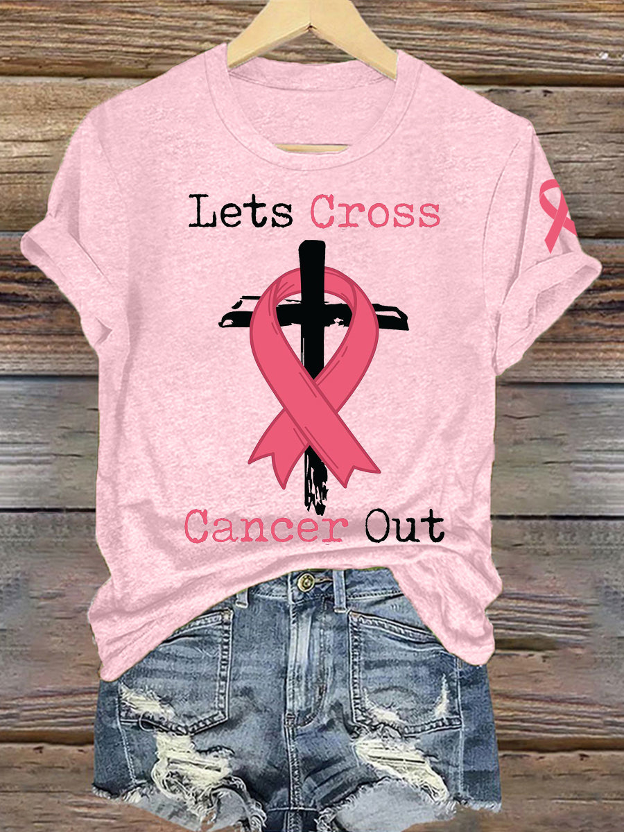 Women's Breast Cancer Awareness Lets Cross Cancer Out T-Shirt