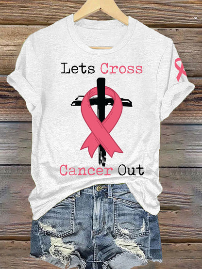 Women's Breast Cancer Awareness Lets Cross Cancer Out T-Shirt