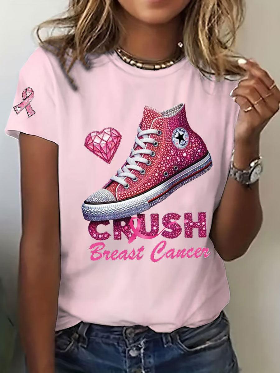 Women's Crush Breast Cancer Printed Casual T-Shirt