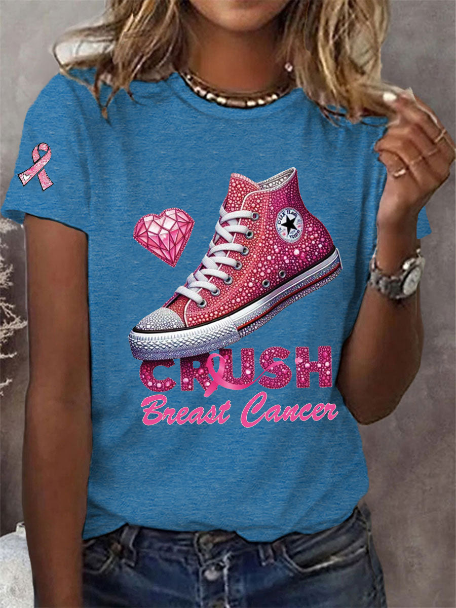 Women's Crush Breast Cancer Printed Casual T-Shirt