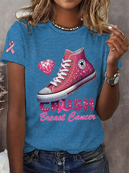 Women's Crush Breast Cancer Printed Casual T-Shirt