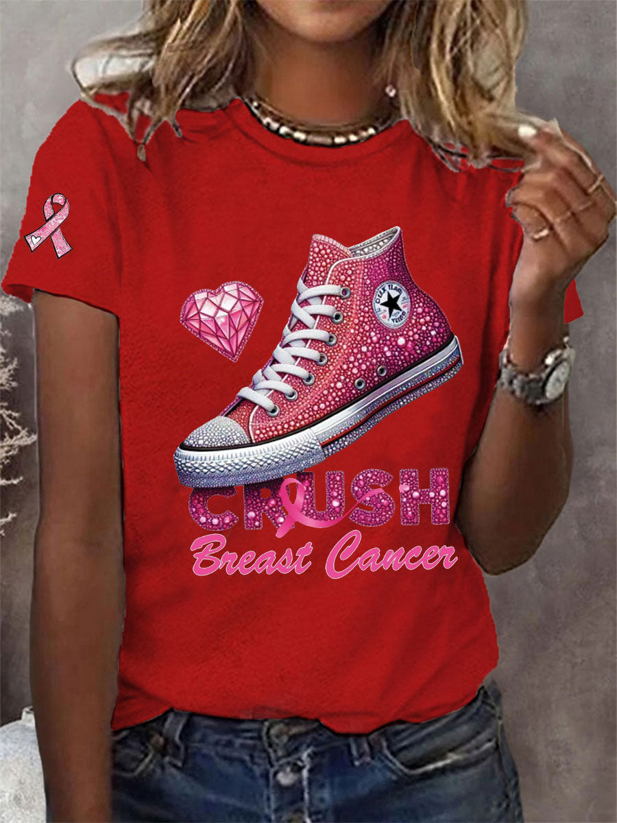 Women's Crush Breast Cancer Printed Casual T-Shirt