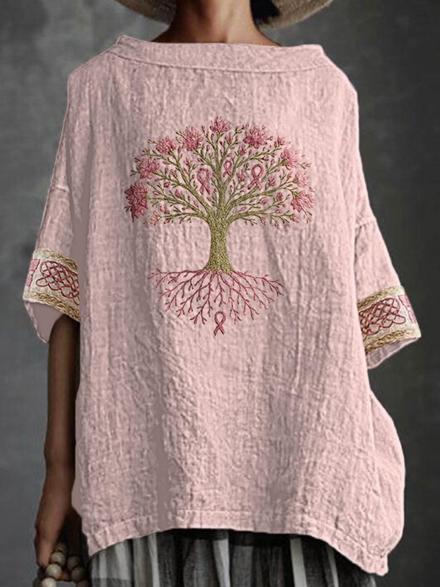 Women's Breast Cancer The Pink Ribbon Is The Tree Of Health Print Top