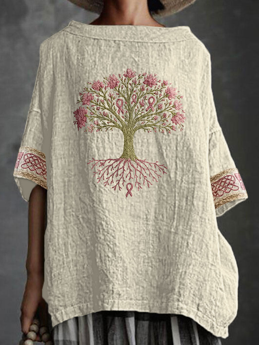 Women's Breast Cancer The Pink Ribbon Is The Tree Of Health Print Top