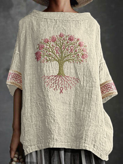 Women's Breast Cancer The Pink Ribbon Is The Tree Of Health Print Top