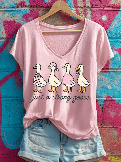 Women's Just a Strong Goose Print V-Neck T-Shirt