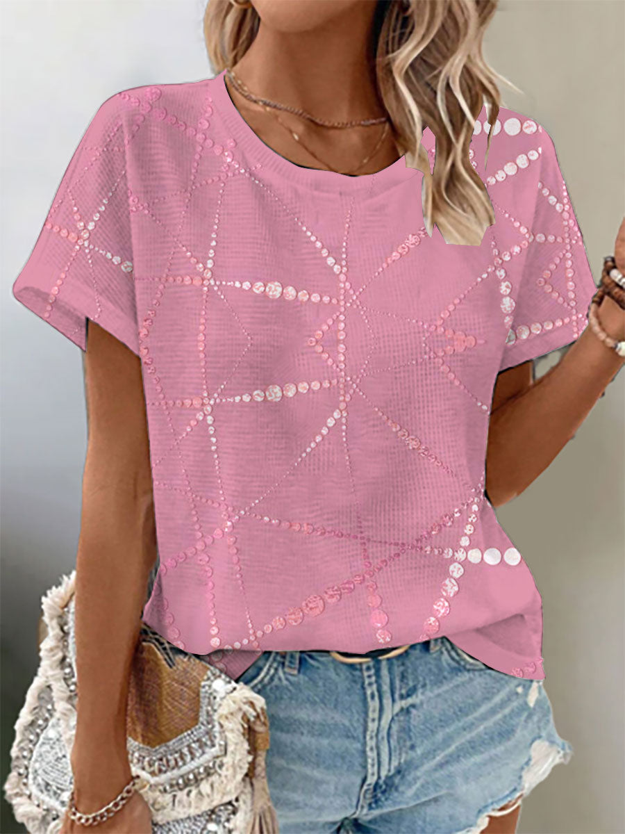 Women's Breast Cancer Awareness Waffle Print T-Shirt