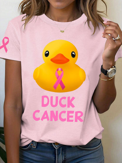Women's Breast Cancer Awareness DUCK CANCER Print T-Shirt