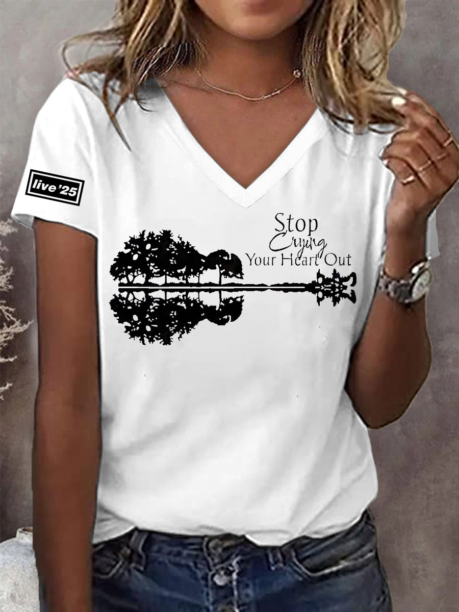 Women's Live '25 Tour The Great Wait Is Over Retro Rock Casual T-shirt