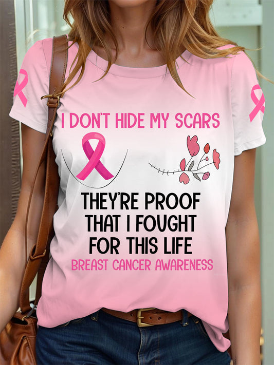 Women's Breast Cancer Awareness I Don't Hide My Scars They Are Proof T-Shirt