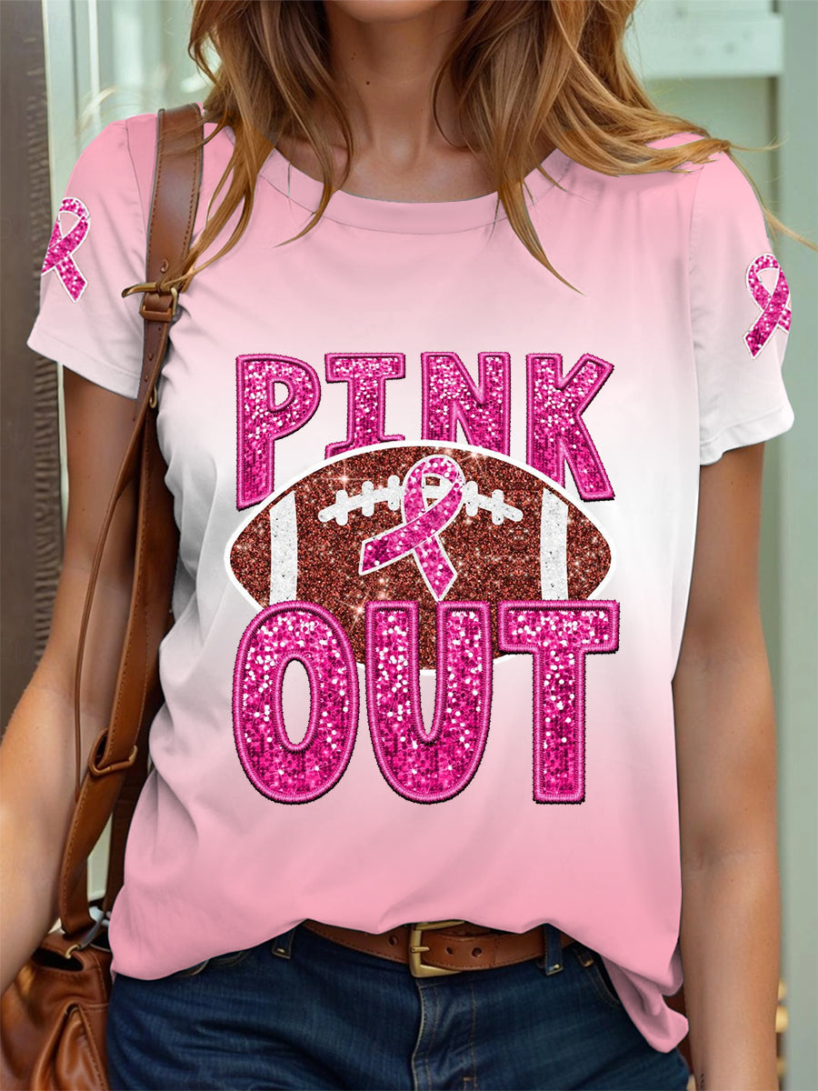 Women's Breast Cancer Awareness PINK OUT Football T-Shirt
