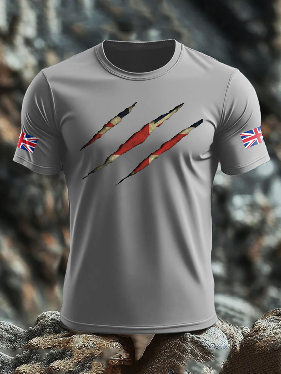 Men's UK Flag Skull Printed T-shirt