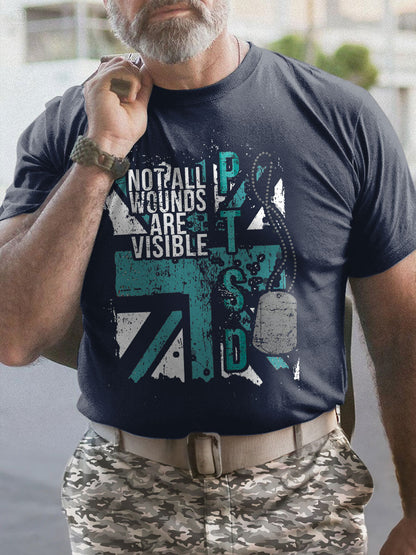 Men's PTSD Awareness Veteran Printed T-shirt