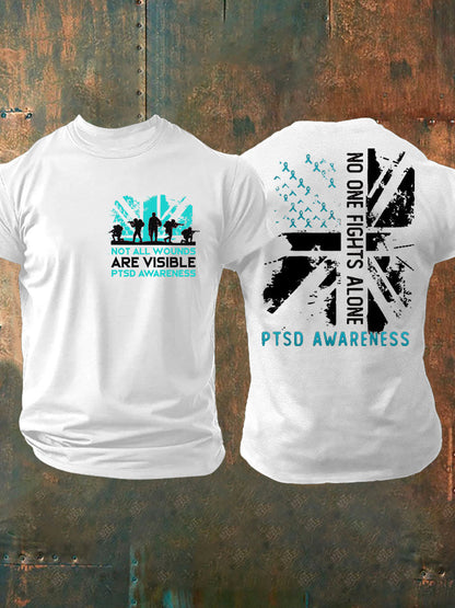 Men's PTSD Awareness Veteran Printed T-shirt