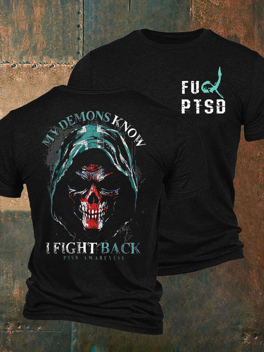 Men's PTSD Awareness Veteran Printed T-shirt