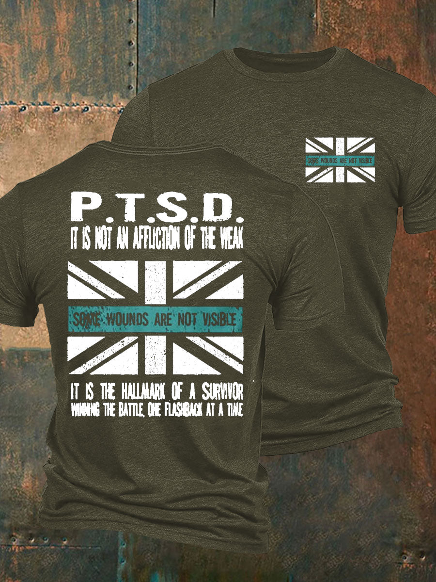 Men's PTSD Awareness Veteran Printed T-shirt