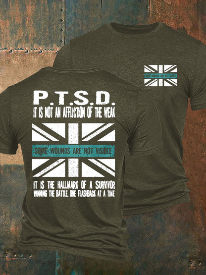 Men's PTSD Awareness Veteran Printed T-shirt
