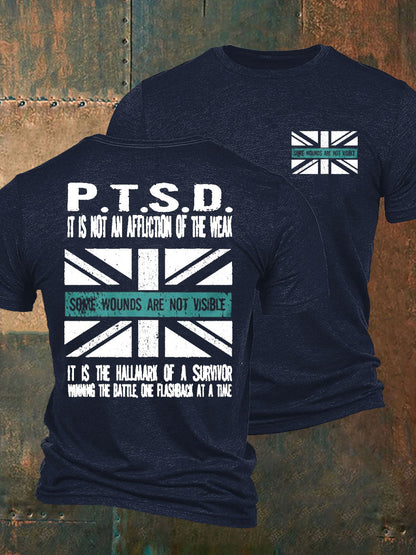 Men's PTSD Awareness Veteran Printed T-shirt