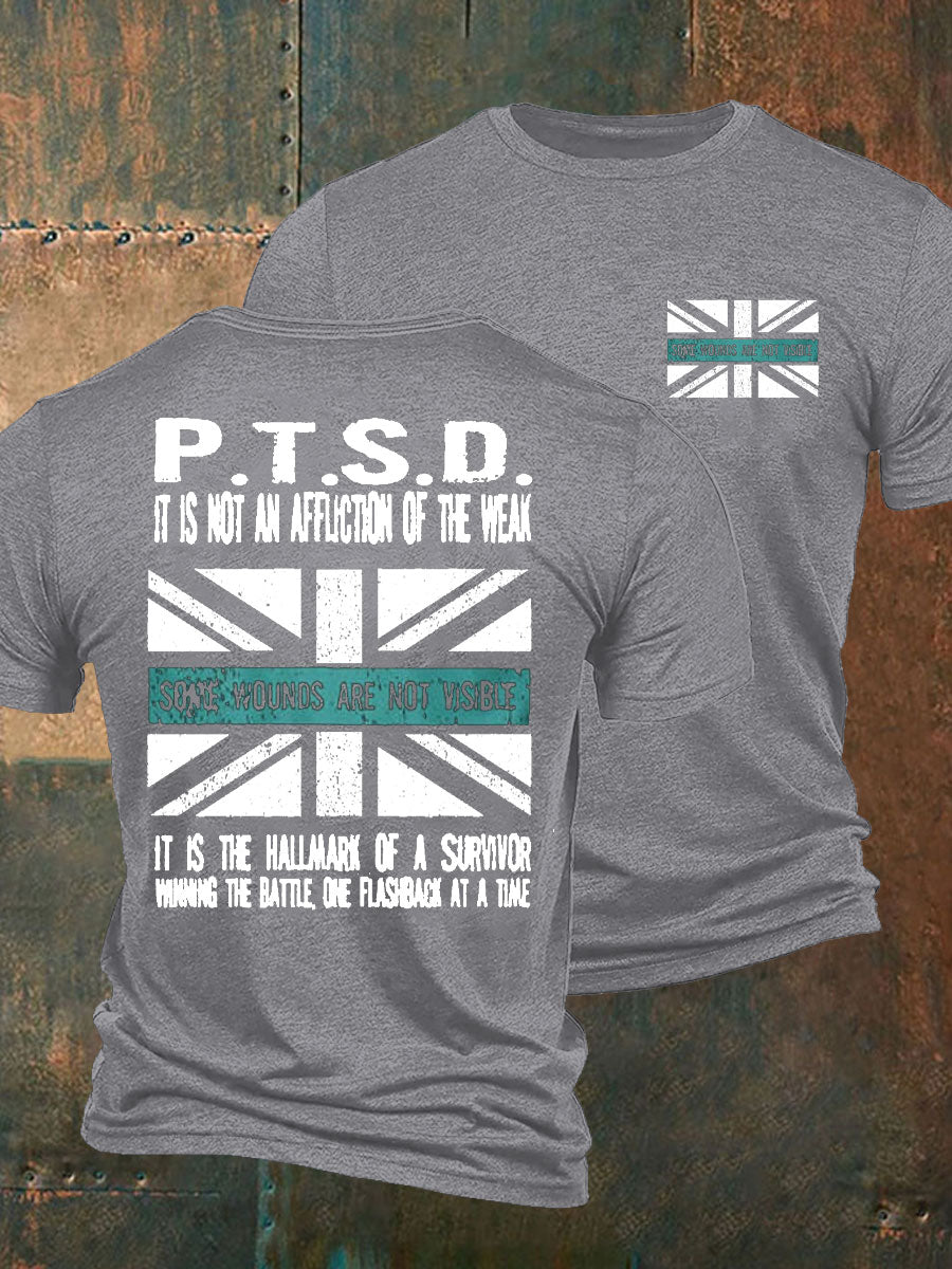 Men's PTSD Awareness Veteran Printed T-shirt