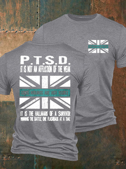 Men's PTSD Awareness Veteran Printed T-shirt