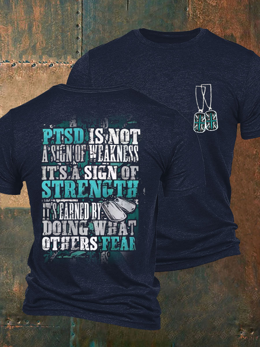 Men's PTSD Awareness Veteran Printed T-shirt