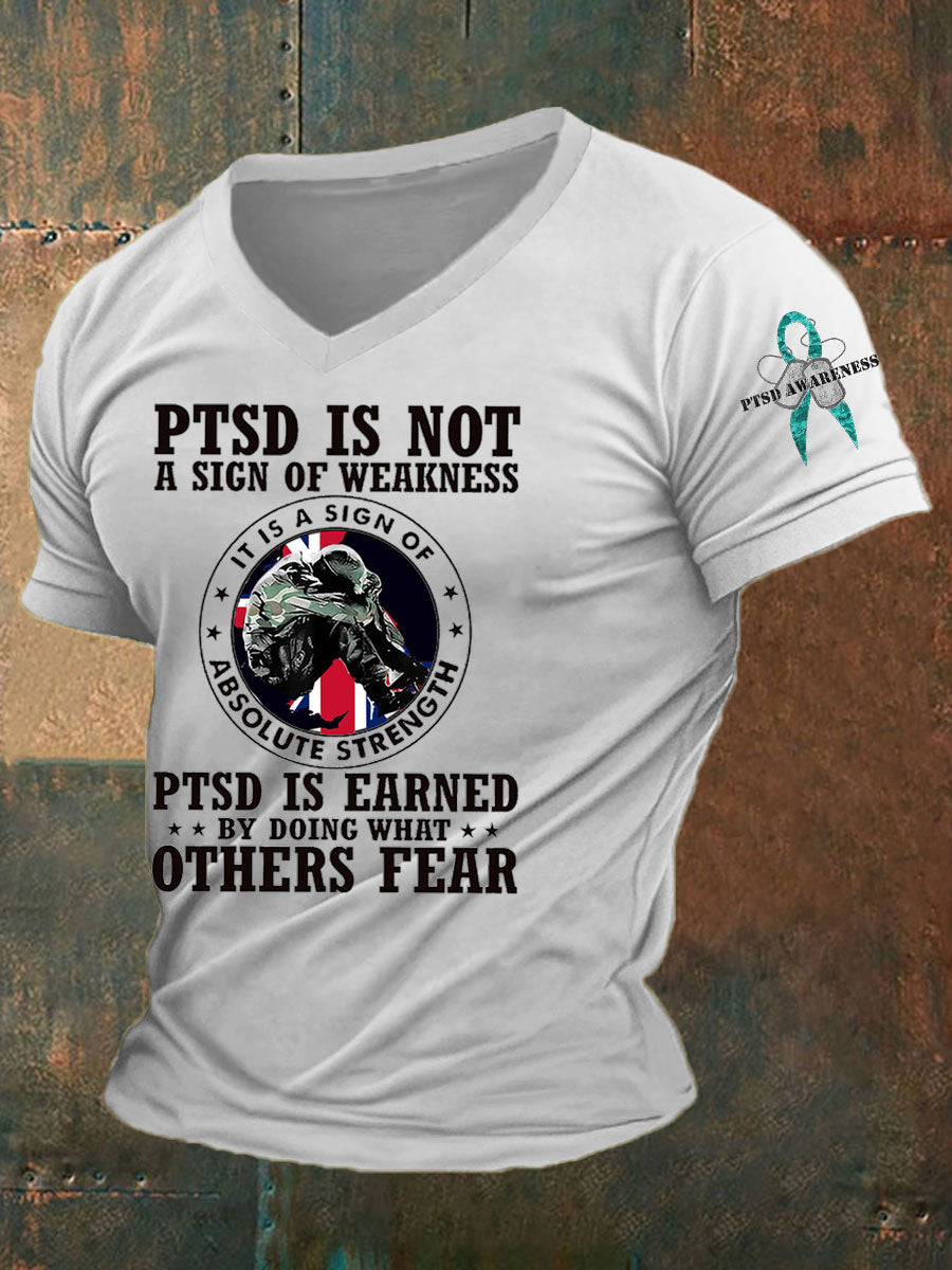 Men's PTSD Awareness Veteran Printed T-Shirt