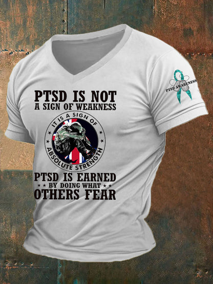 Men's PTSD Awareness Veteran Printed T-Shirt