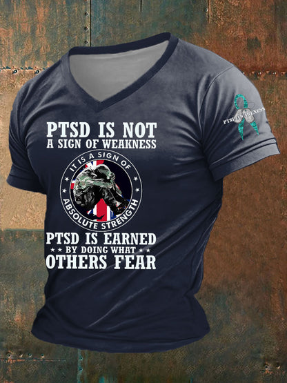 Men's PTSD Awareness Veteran Printed T-Shirt