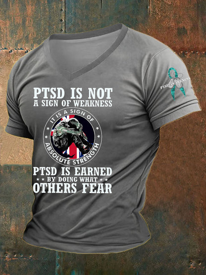 Men's PTSD Awareness Veteran Printed T-Shirt