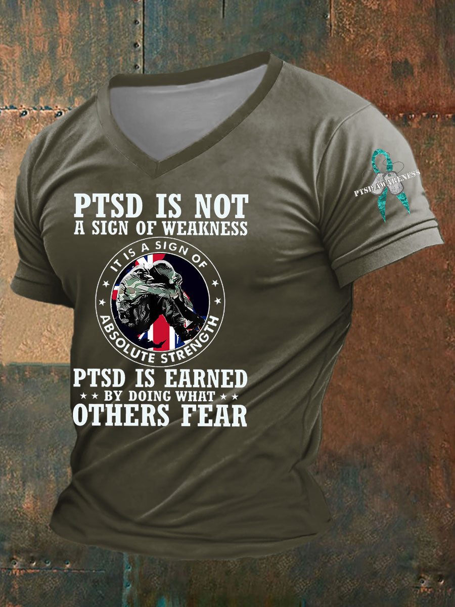 Men's PTSD Awareness Veteran Printed T-Shirt