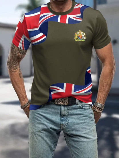 Men's UK Flag Patriotic Printed T-shirt